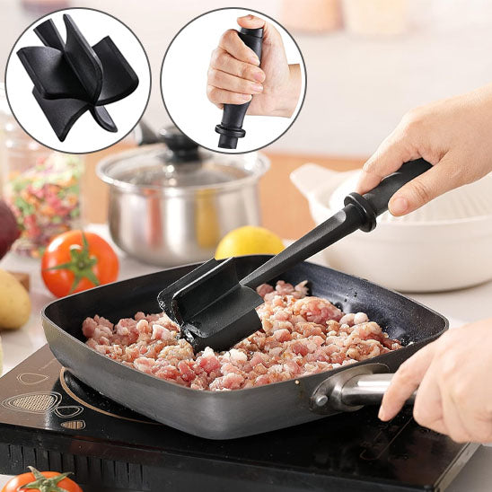 Hachoir multifonction rĂ©sistant Ă la chaleur, parfait pour poĂȘles et casseroles antiadhĂ©sives.