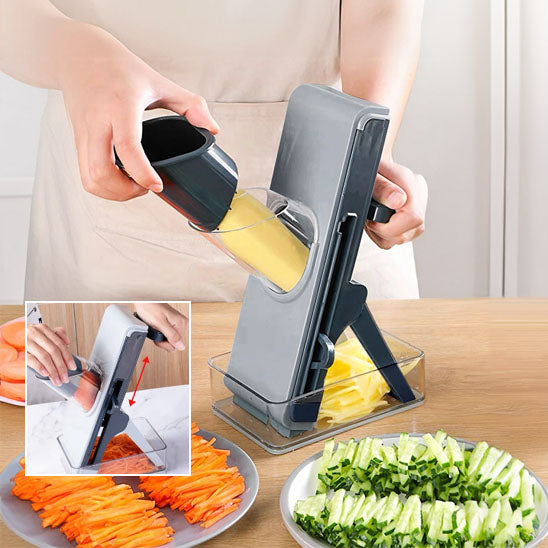 Mandoline de cuisine avce poussoir
