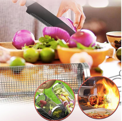 Lot de 2 Paniers à barbecue rond en acier inoxydable™