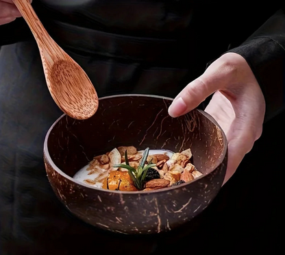 Ensemble de 5 bols en noix de coco naturelle avec cuillères en bois™
