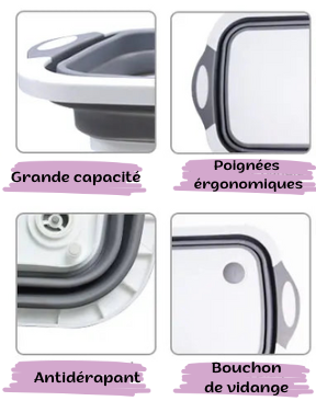 Bac Magique Multifonctions™ (planche à découper/ évier portable/ bac de lavage)
