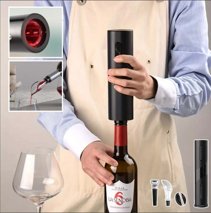 Ouvre-Bouteille Électrique avec Bec Verseur, Bouchon et Coupe-Capsule™