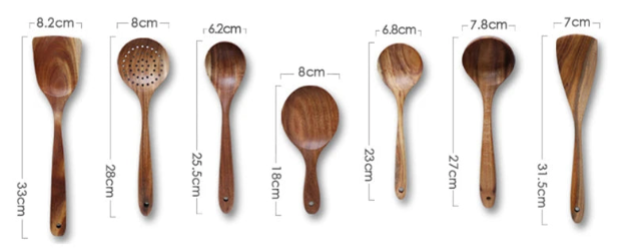 Ensemble de 7 pièces Accessoires de Cuisine en Bois™ - Élégance et Durabilité