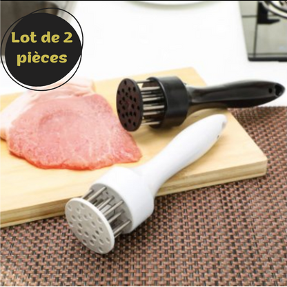 Attendrisseur de Viande Inox™ (Lot de 2) – Ramollit et Assouplit vos Viandes en 1 Geste
