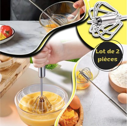 Fouet Semi-Automatique Inox™ (Lot de 2) – Mélange Rapide et Sans Effort