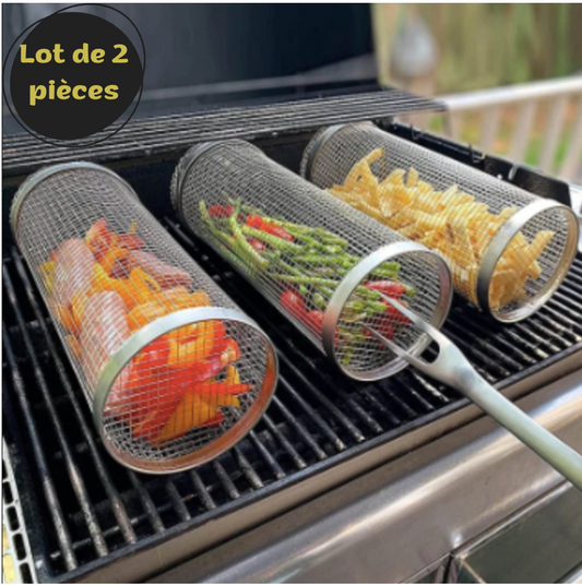 Lot de 2 Paniers à barbecue rond en acier inoxydable™