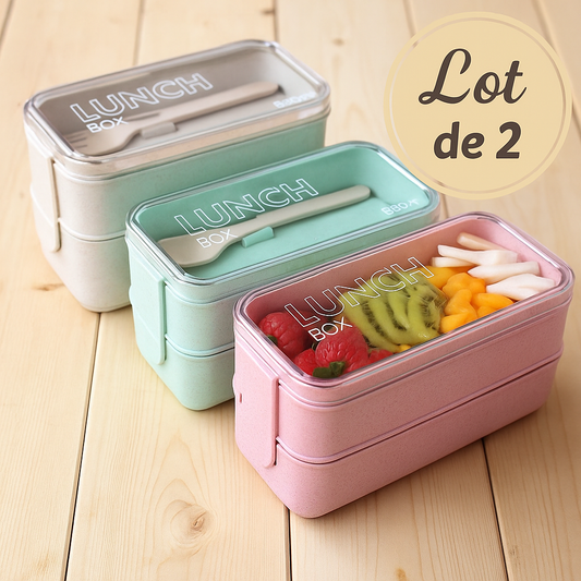 Lot de 2 Boites à Lunch Bento™ 3 niveaux
