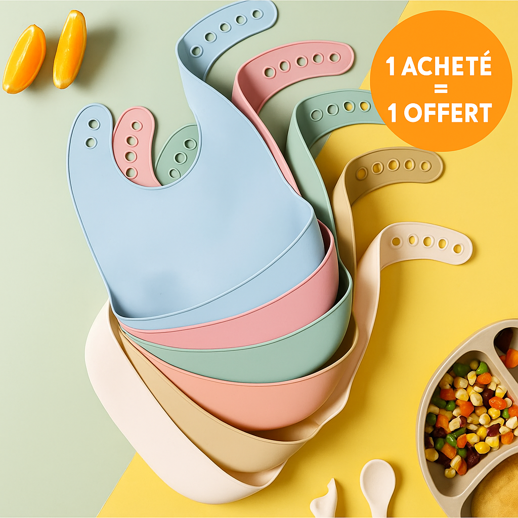 Bavoir en Silicone pour Bébé™ - Imperméable et Réglable