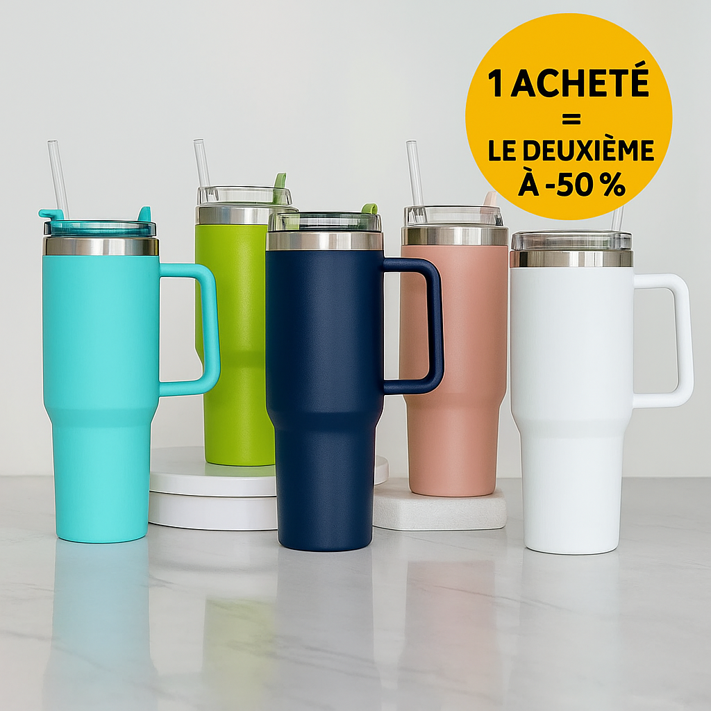 Gobelet Thermique Isotherme avec Paille™ - 1200ml