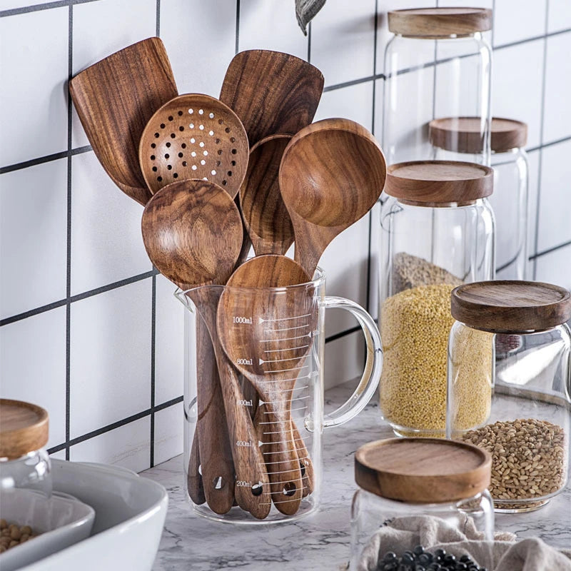 Ensemble de 7 pièces Accessoires de Cuisine en Bois™ - Élégance et Durabilité