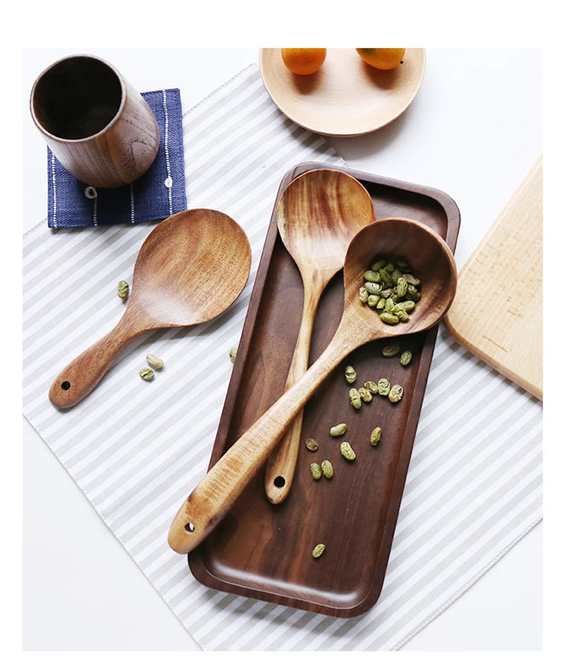 Ensemble de 7 pièces Accessoires de Cuisine en Bois™ - Élégance et Durabilité