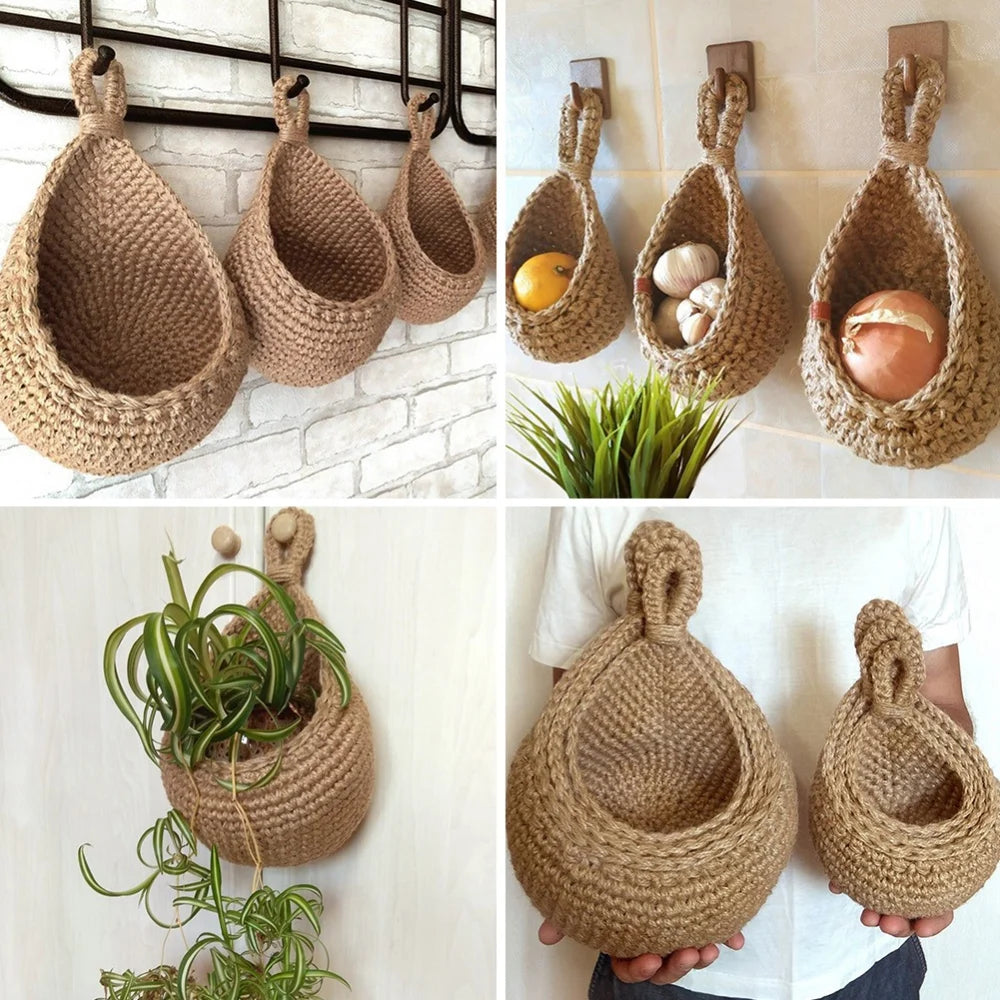 Paniers Muraux Tissés à la Main pour Fruits et Légumes™ / décor de cuisine bohème