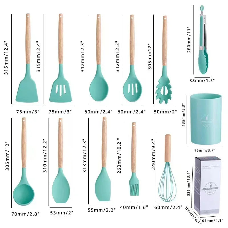 Set d'ustensiles de cuisine antiadhésifs en silicone™