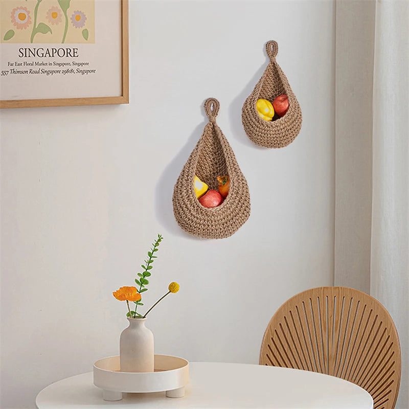 Paniers Muraux Tissés à la Main pour Fruits et Légumes™ / décor de cuisine bohème