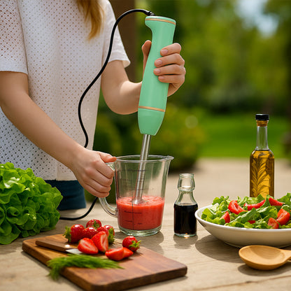 Mixeur plongeant en acier inoxydable puissant, idéal pour mixer rapidement toutes les préparations.