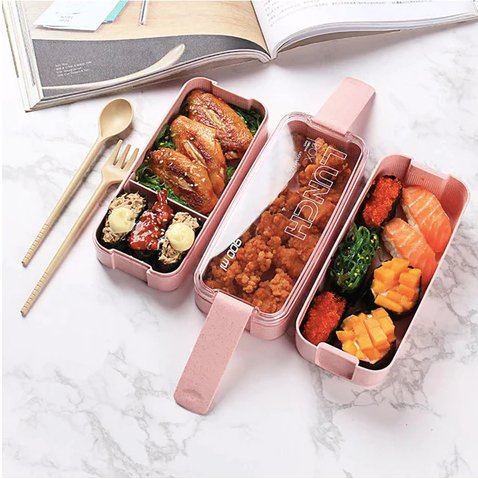 Lot de 2 Boites à Lunch Bento™ 3 niveaux - Monely Kitchen